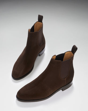 Women's Brown Suede Chelsea Boots, Welted Leather Sole-2