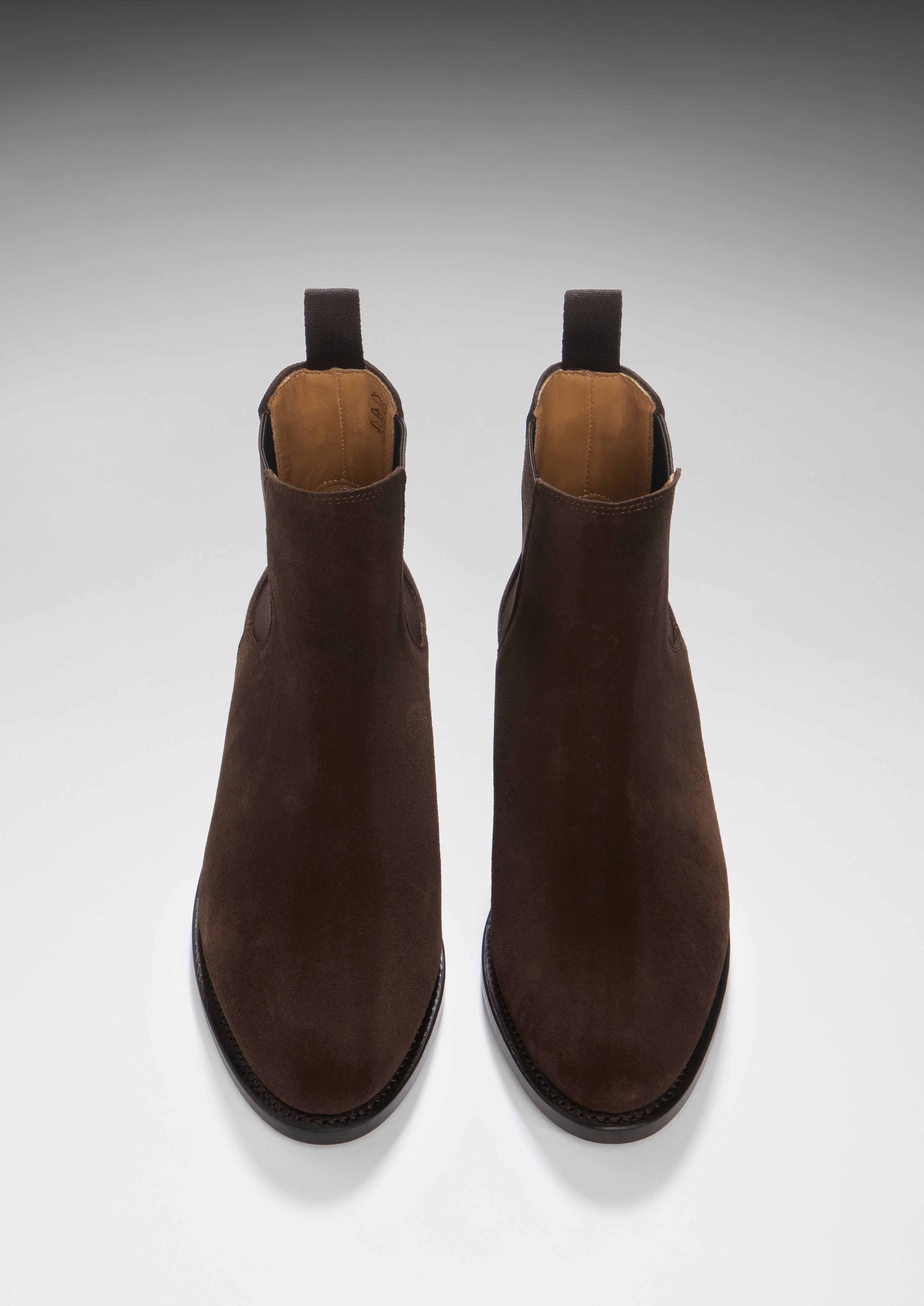 Women's Brown Suede Chelsea Boots, Welted Leather Sole-1