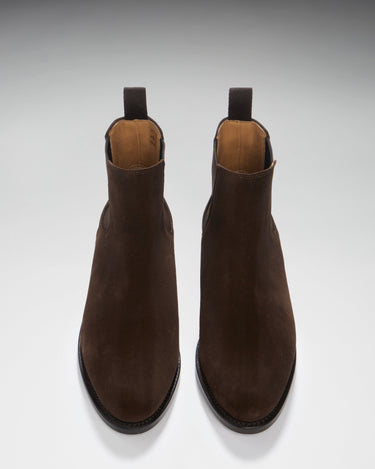 Women's Brown Suede Chelsea Boots, Welted Leather Sole-1
