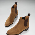 Women's Tobacco Suede Chelsea Boots, Welted Leather Sole-2