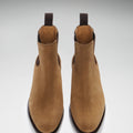 Women's Tobacco Suede Chelsea Boots, Welted Leather Sole-1